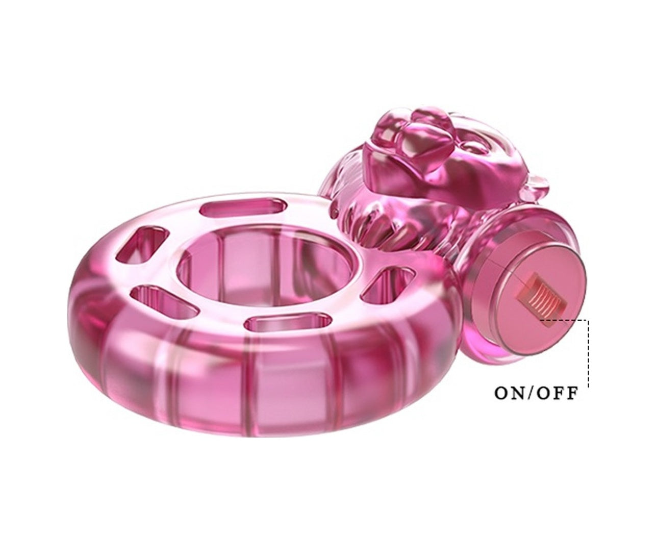 Bear Pink Güçlü Titreşimli Süper Silikon Penis Halkası Yüzüğü