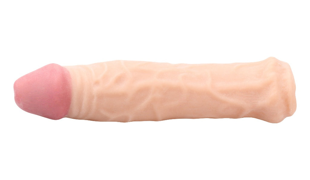 16 CM Sleeve Damarlı Gerçekçi Uzatmalı Silikon Penis Kılıfı