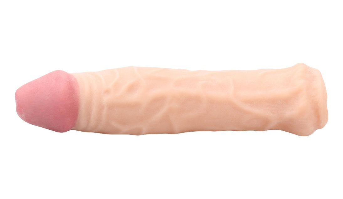 16 CM Sleeve Damarlı Gerçekçi Uzatmalı Silikon Penis Kılıfı