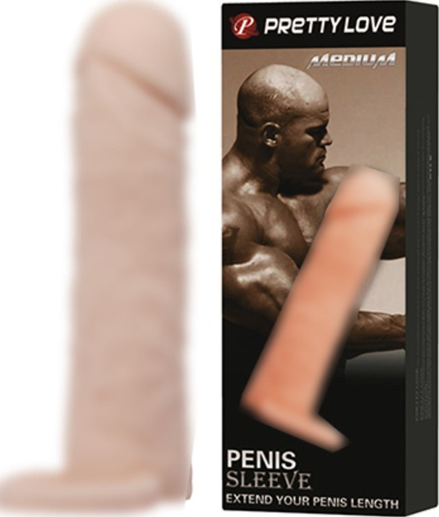 Pretty Love 5 Cm Dolgulu Realistik Uzatmalı Penis Kılıfı Dildo Ten Rengi Penis