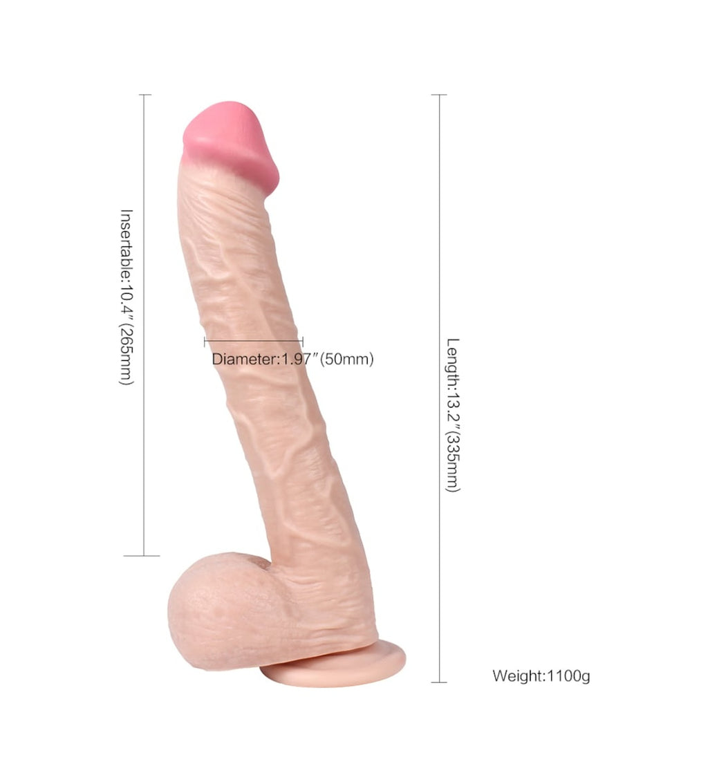 King Size 33 Cm Kalın Realistik Dildo Vantuzlu Dev Büyük Penis