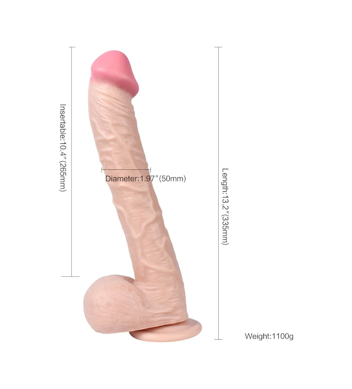 King Size 33 Cm Kalın Realistik Dildo Vantuzlu Dev Büyük Penis