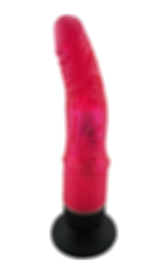 20 CM Anal ve Vajinal Kırmızı Titreşimli Jel Vantuzlu Vibratör Dildo
