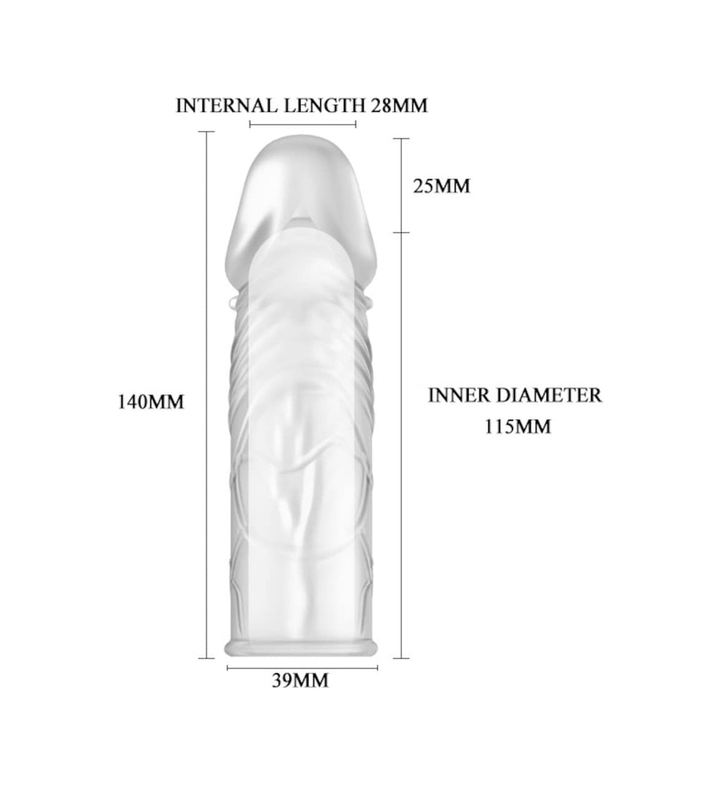 Baile Sleeve Damarlı Uzatmalı Şeffaf Silikon Penis Kılıfı Kristal Dildo