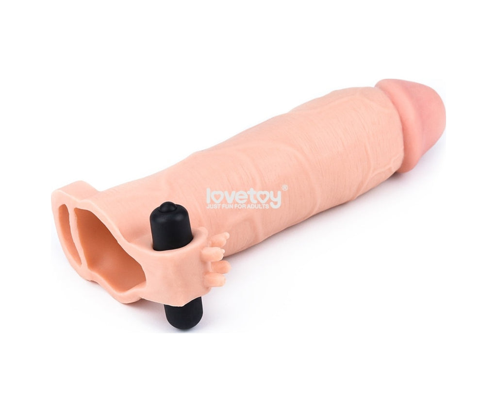 X-Tender 8 Cm Dolgulu Titreşimli Realistik Uzatmalı Penis Kılıfı