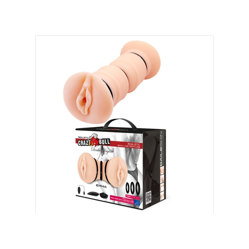 Emma Büyük Boy 19 CM Çift Taraflı Titreşimli Realistik Suni Vajina Mastürbatör