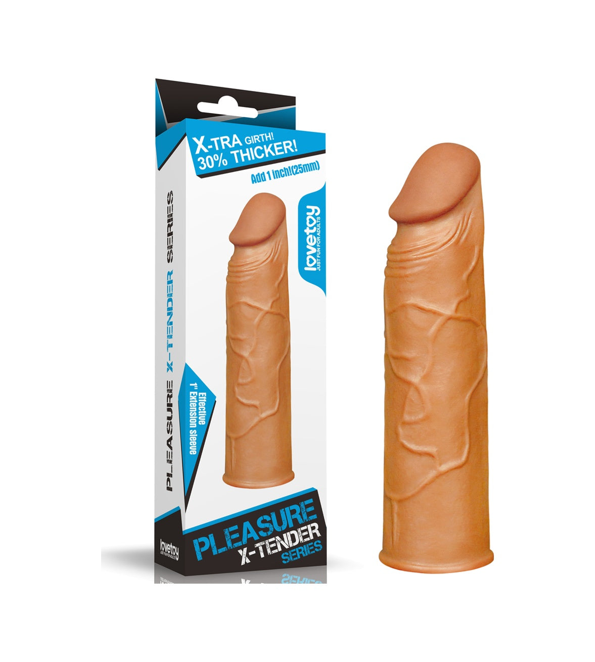 Pleasure X-Tender 3 Cm Dolgulu Realistik Uzatmalı Penis Kılıfı 17 CM