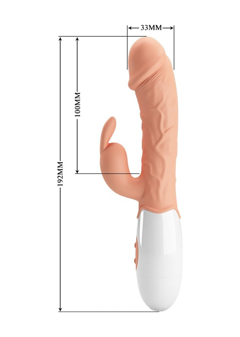Pretty Love G Noktası Uyarıcılı 30 Titreşimli Silikon Damarlı Tavşan Vibratör