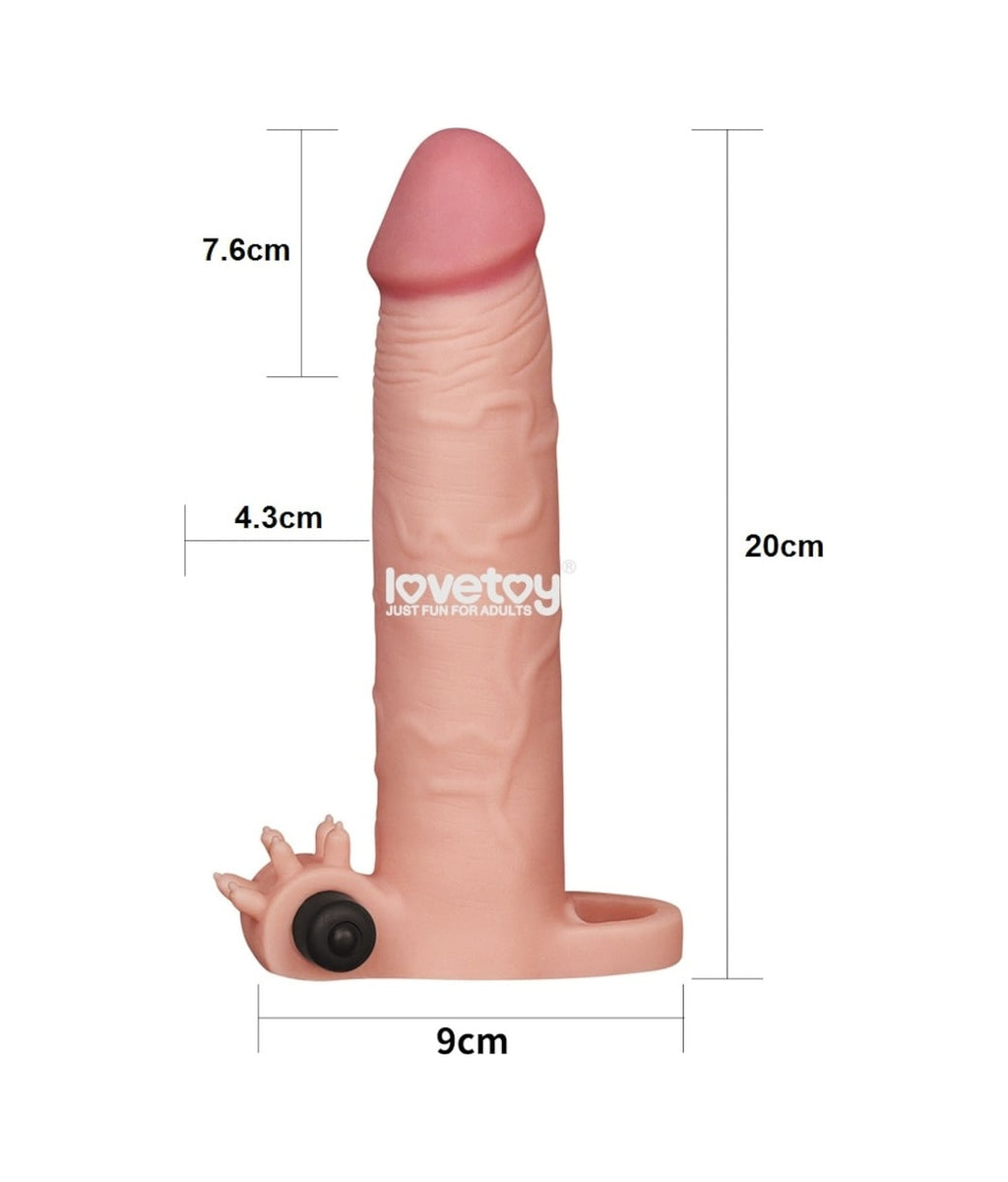 Lovetoy X-Tender 8 Cm Dolgulu Uzatmalı Titreşimli Realistik Penis Kılıfı