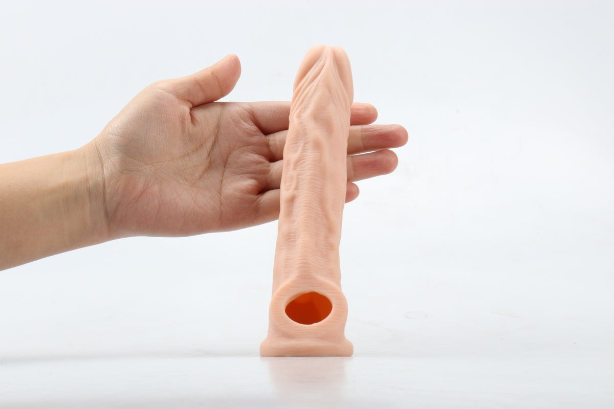 Realistik Tırtıklı 17 CM Yumuşak Dokulu Penis Kılıfı