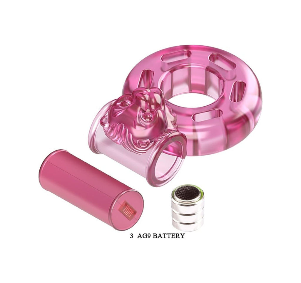Bear Pink Güçlü Titreşimli Süper Silikon Penis Halkası Yüzüğü