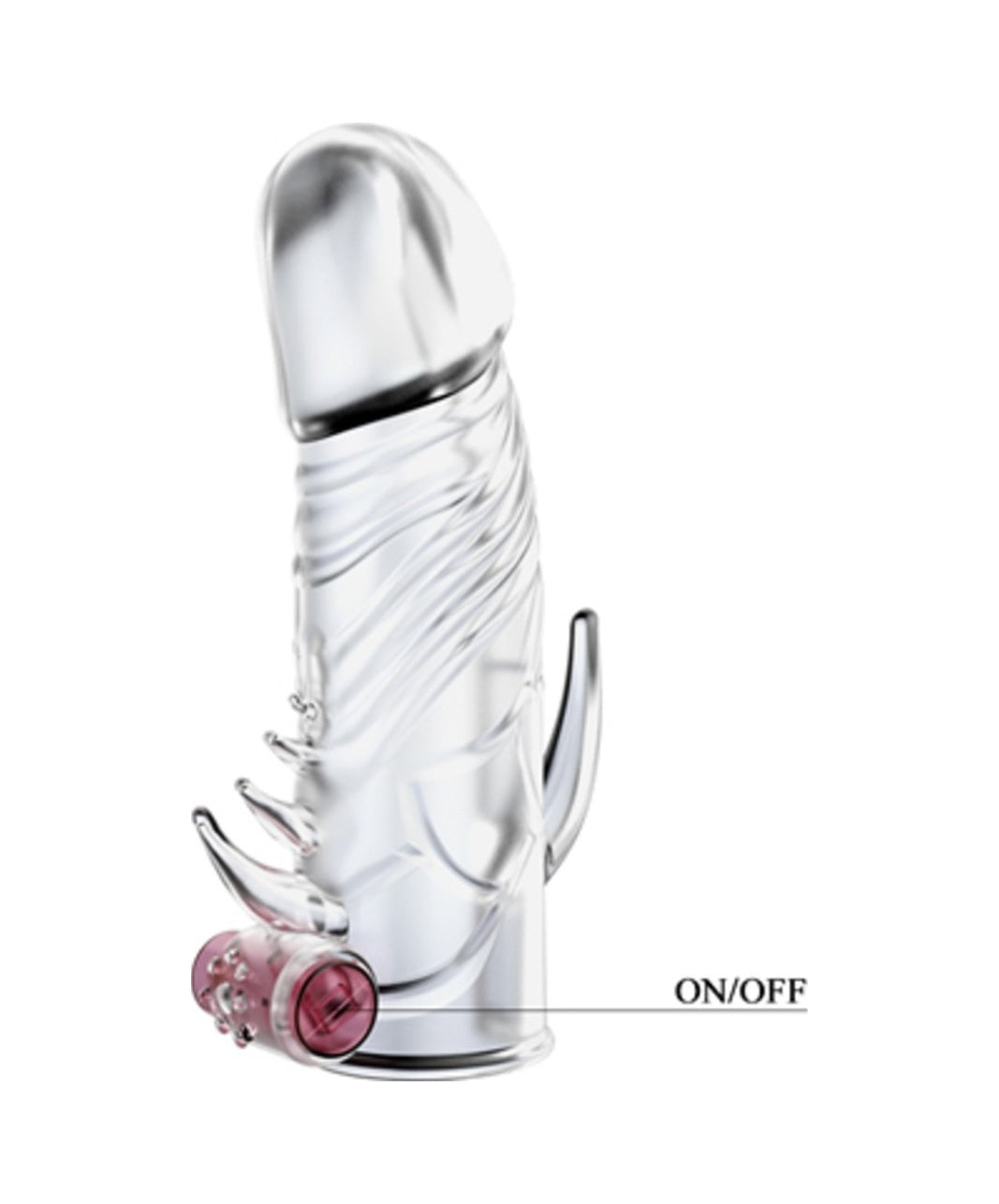 Baile Güçlü Titreşimli Silikon Penis Kılıfı Çatal Vibratör Şeffaf