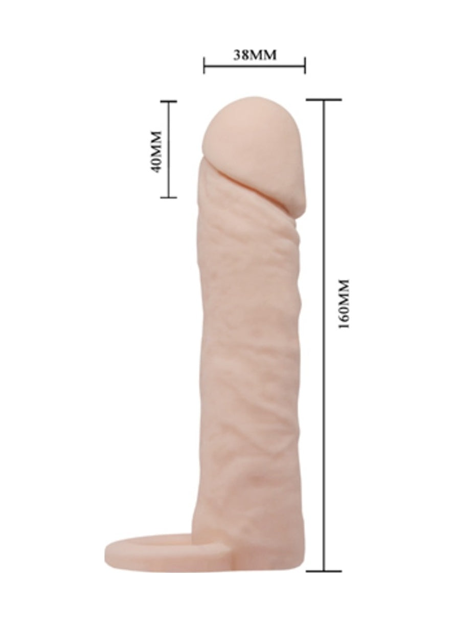Pretty Love 5 Cm Dolgulu Realistik Uzatmalı Penis Kılıfı Dildo Ten Rengi Penis