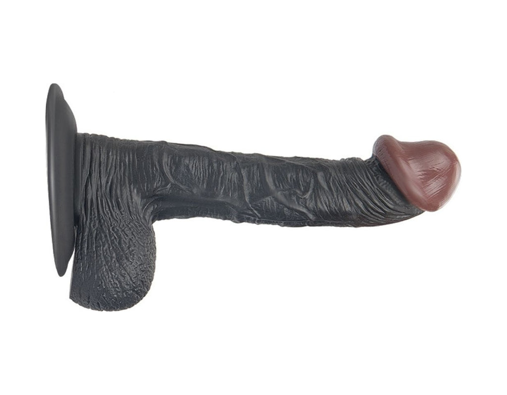Realistik 19.5 CM Vantuzlu Gerçekçi Siyah Zenci Yapay Dildo Penis