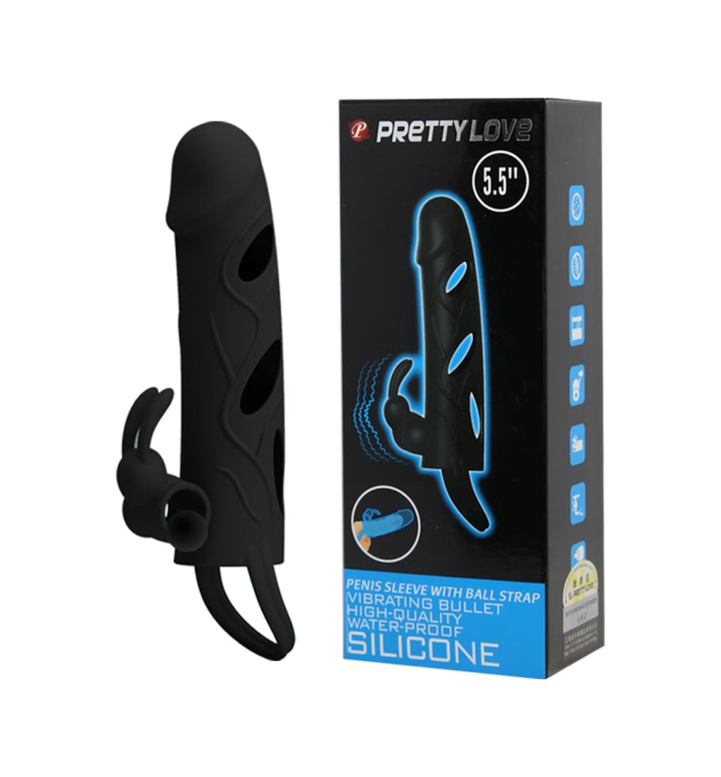 Pretty Love Strap Güçlü Titreşimli Uzatmalı Süper Kalite Zenci Penis Kılıfı
