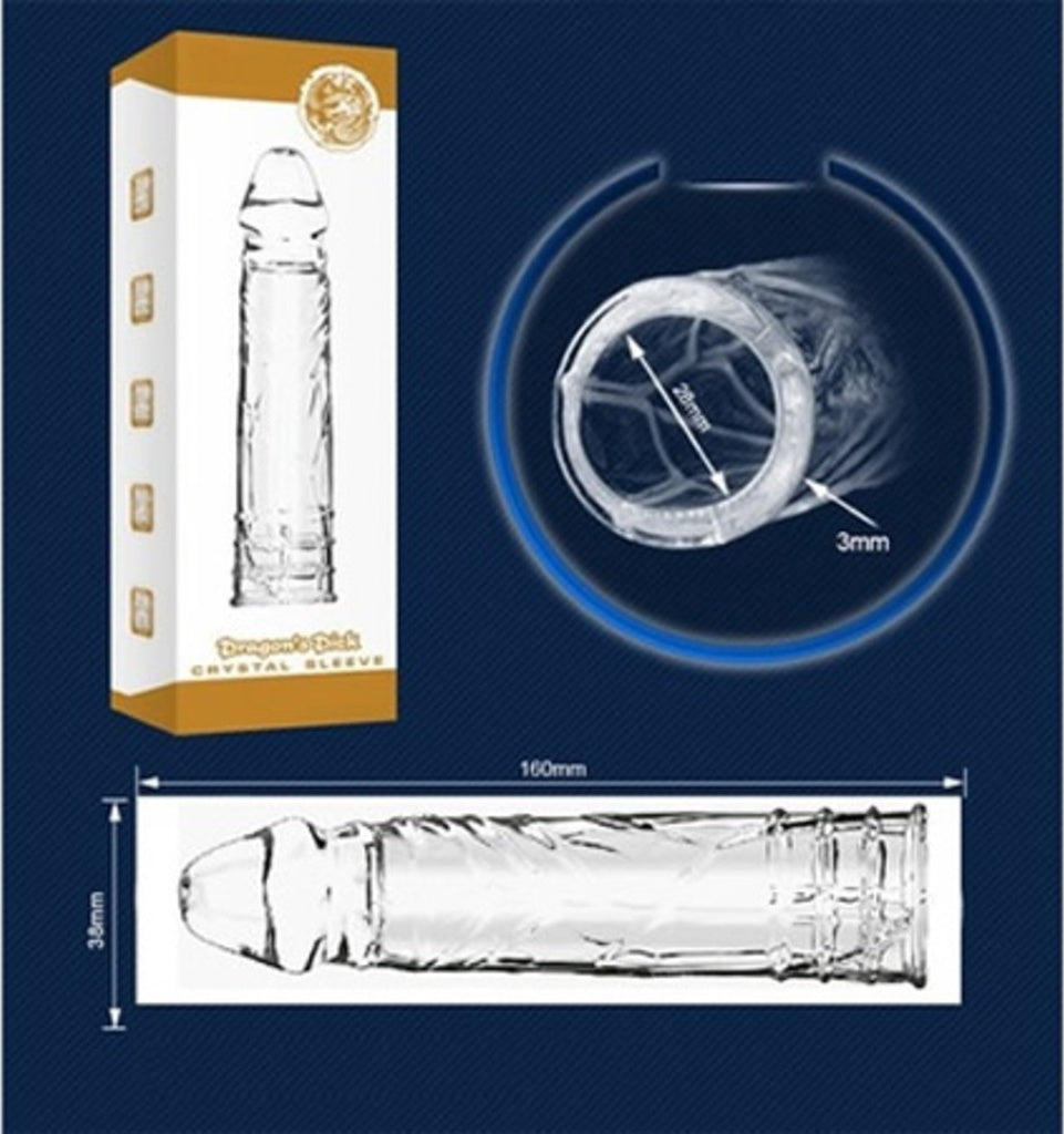 Pretty Love Sleeve Damarlı Dolgulu 4 Cm Uzatmalı Şeffaf Silikon Penis Kılıfı
